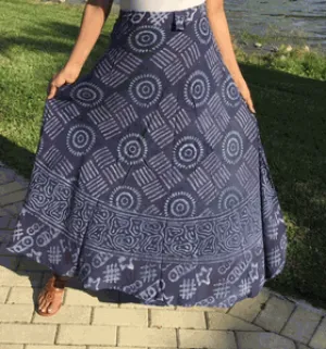 100% Fine Rayon Wrap Skirt | Block Print ! One Size Fits Most