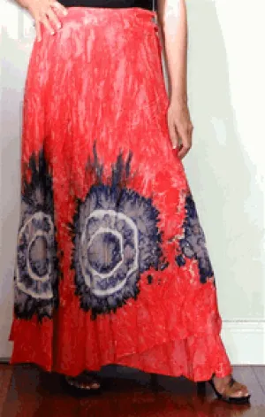 100% Fine Rayon Wrap Skirt ! Tie-Dye Print ! One Size Fits Most !