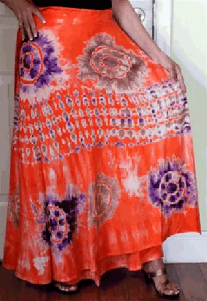 100% Fine Rayon Wrap Skirt ! Tie-Dye Print ! One Size Fits Most !