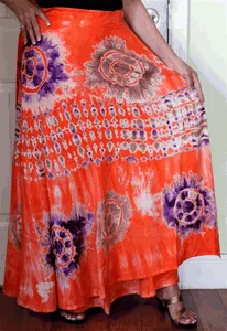 100% Fine Rayon Wrap Skirt ! Tie-Dye Print ! One Size Fits Most !