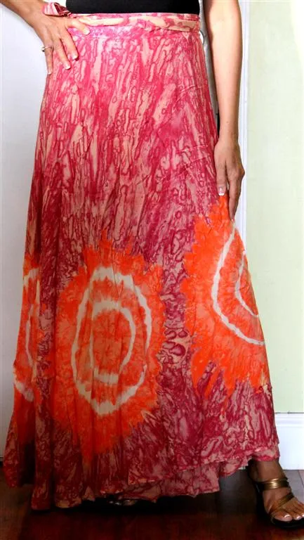 100% Fine Rayon Wrap Skirt ! Tie-Dye Print ! One Size Fits Most !