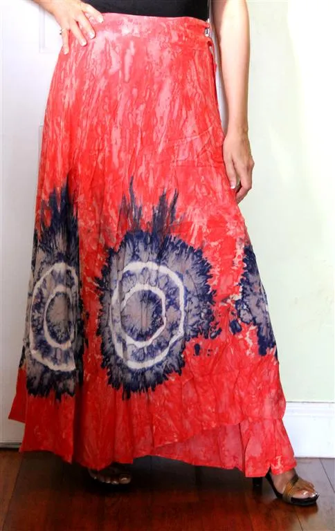 100% Fine Rayon Wrap Skirt ! Tie-Dye Print ! One Size Fits Most !