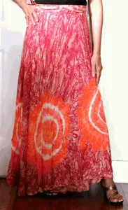 100% Fine Rayon Wrap Skirt ! Tie-Dye Print ! One Size Fits Most !