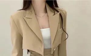 2-Piece Set Clothes Casual Crop Top Blazer   Lace Mini Skirts