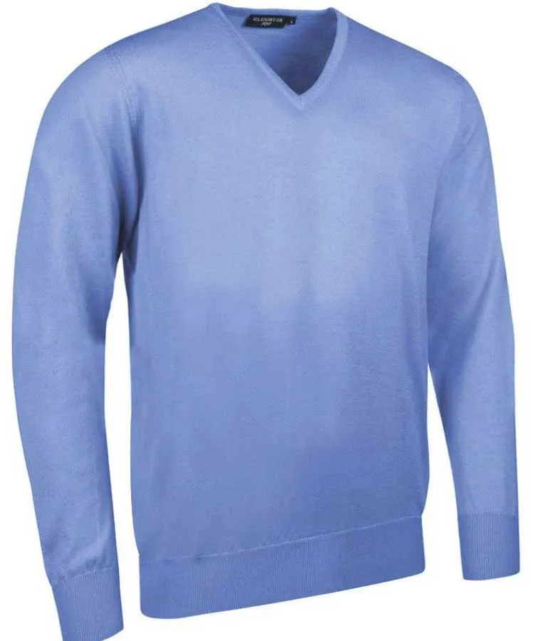 40% OFF GLENMUIR Mens Wilkie V-Neck Sweater - Fine Merino Wool - Light Grey - Sizes: SMALL & MEDIUM