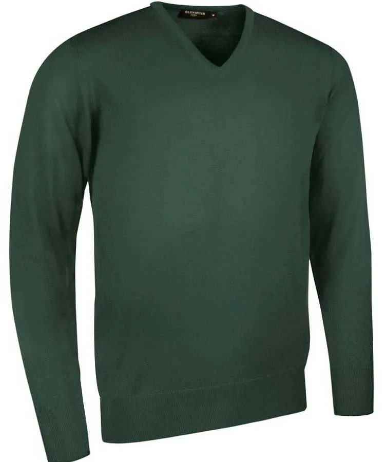 40% OFF GLENMUIR Mens Wilkie V-Neck Sweater - Fine Merino Wool - Light Grey - Sizes: SMALL & MEDIUM