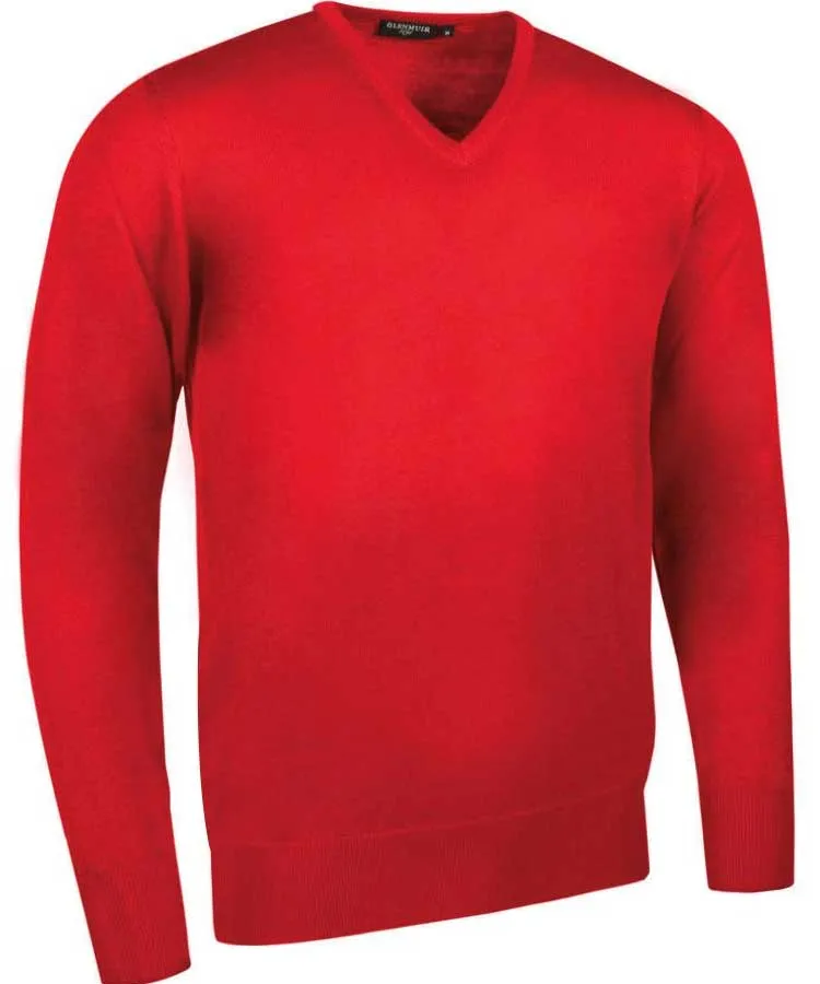 40% OFF GLENMUIR Mens Wilkie V-Neck Sweater - Fine Merino Wool - Light Grey - Sizes: SMALL & MEDIUM