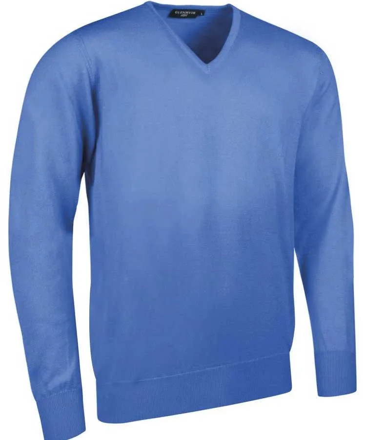 40% OFF GLENMUIR Mens Wilkie V-Neck Sweater - Fine Merino Wool - Light Grey - Sizes: SMALL & MEDIUM