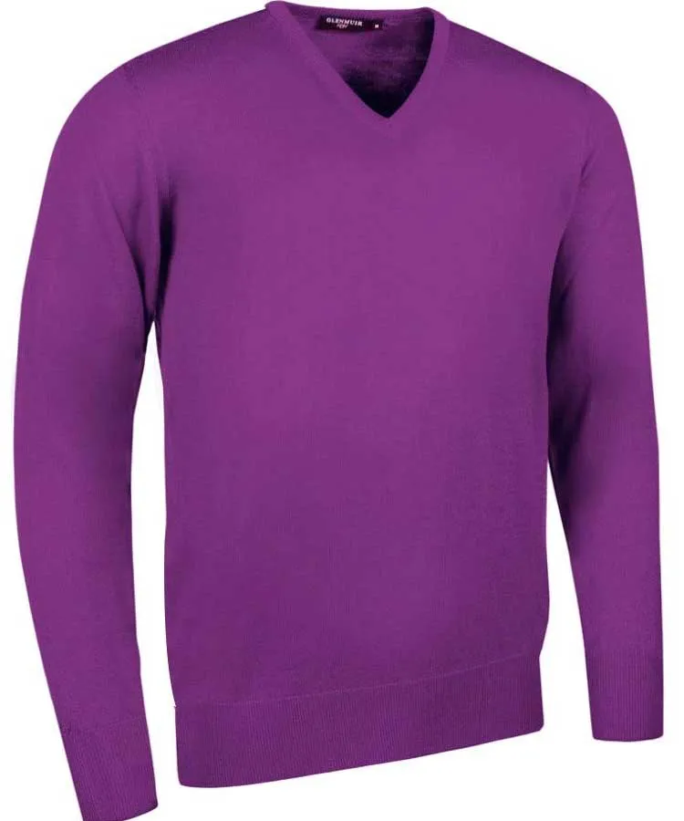 40% OFF GLENMUIR Mens Wilkie V-Neck Sweater - Fine Merino Wool - Light Grey - Sizes: SMALL & MEDIUM