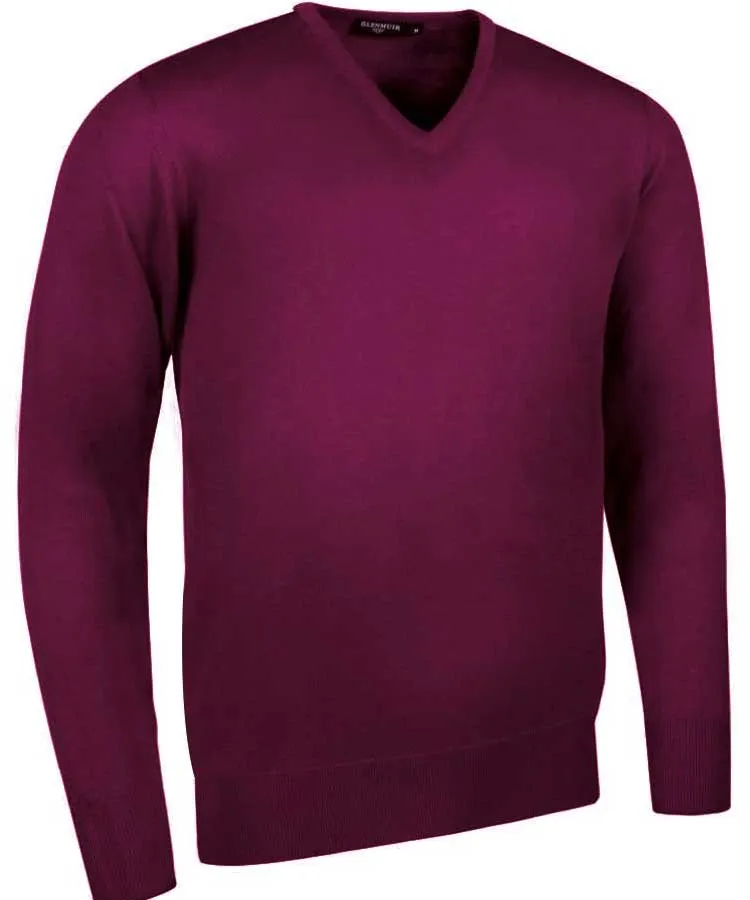 40% OFF GLENMUIR Mens Wilkie V-Neck Sweater - Fine Merino Wool - Light Grey - Sizes: SMALL & MEDIUM