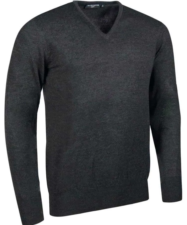 40% OFF GLENMUIR Mens Wilkie V-Neck Sweater - Fine Merino Wool - Light Grey - Sizes: SMALL & MEDIUM