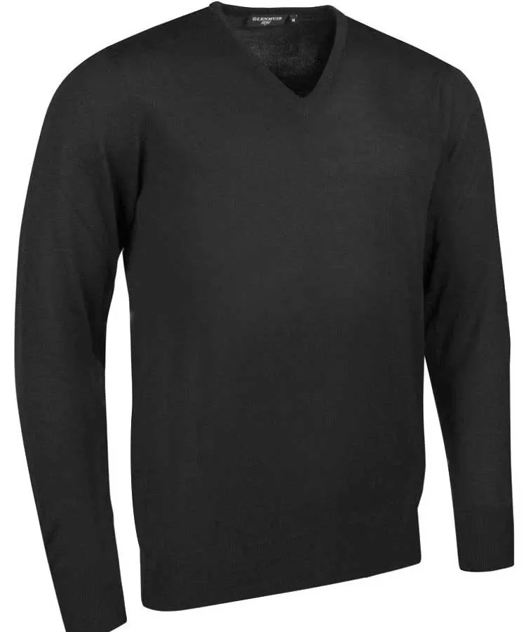 40% OFF GLENMUIR Mens Wilkie V-Neck Sweater - Fine Merino Wool - Light Grey - Sizes: SMALL & MEDIUM