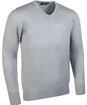 40% OFF GLENMUIR Mens Wilkie V-Neck Sweater - Fine Merino Wool - Light Grey - Sizes: SMALL & MEDIUM