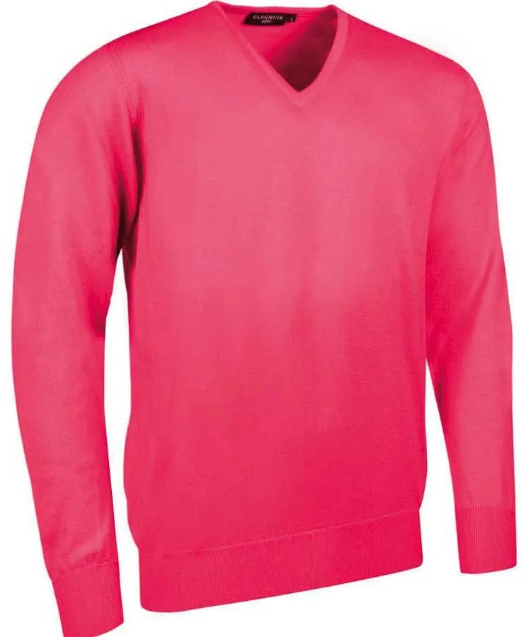 40% OFF GLENMUIR Mens Wilkie V-Neck Sweater - Fine Merino Wool - Light Grey - Sizes: SMALL & MEDIUM