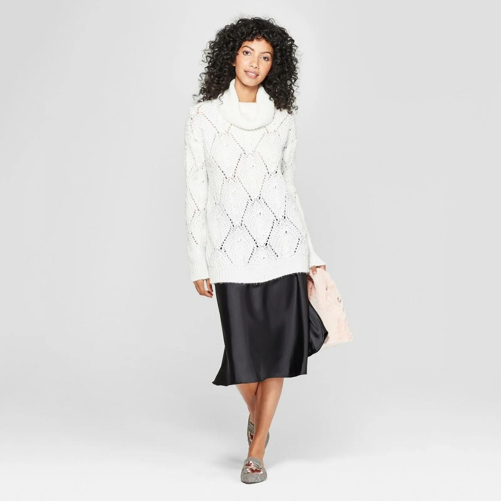 A New Day Women's Cable Knit Cowlneck Pullover Sweater