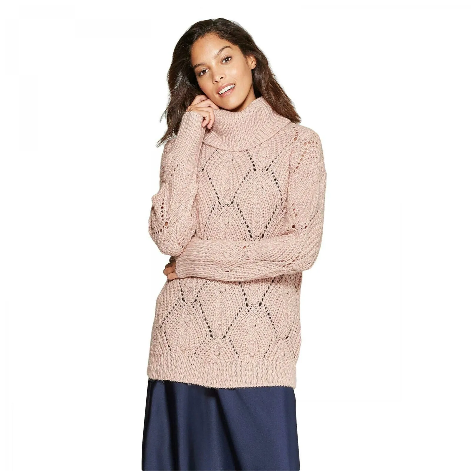 A New Day Women's Cable Knit Cowlneck Pullover Sweater