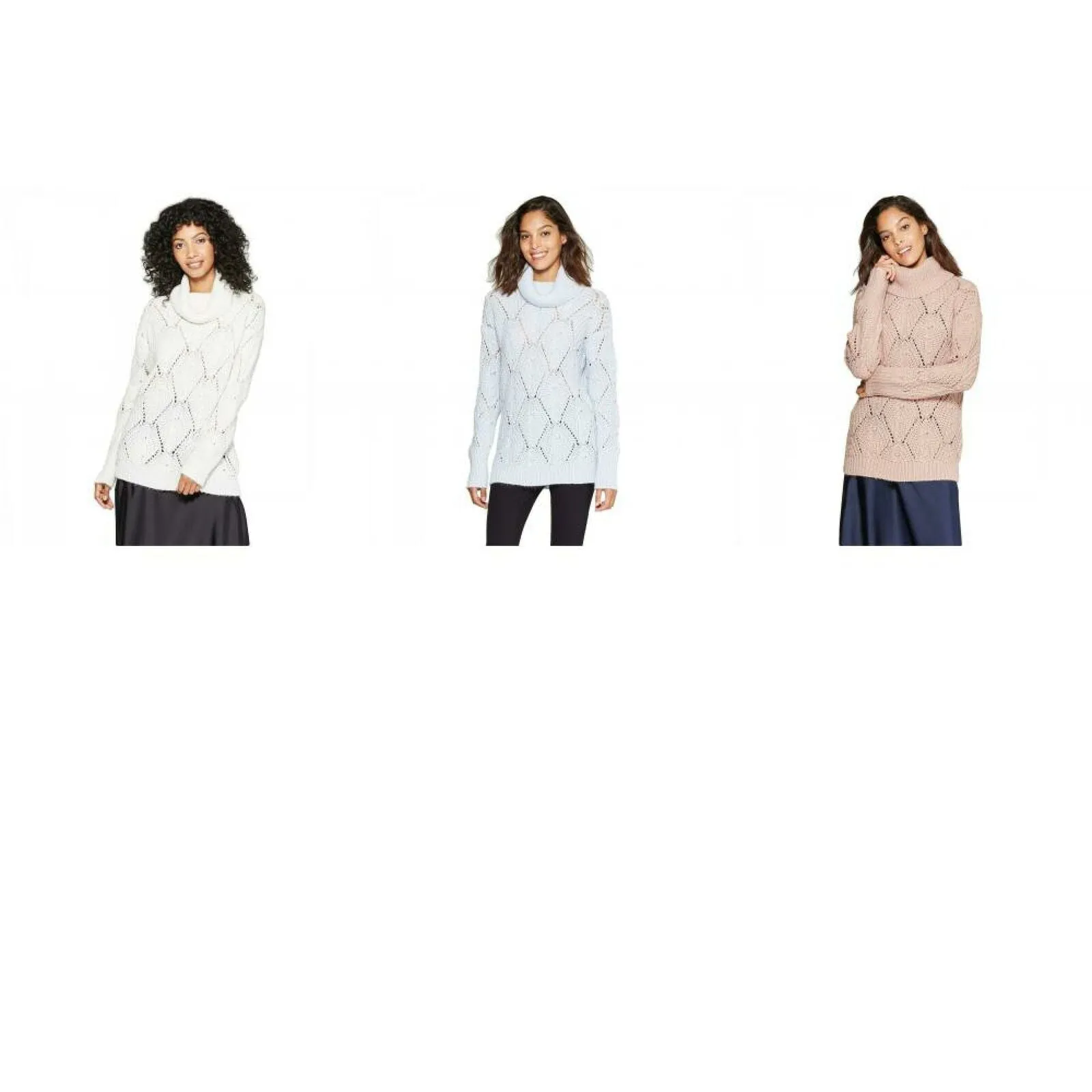 A New Day Women's Cable Knit Cowlneck Pullover Sweater