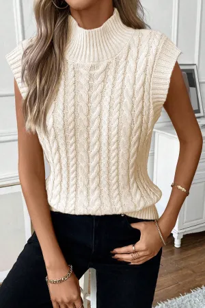 Ainsley Cable-Knit Mock Neck Sweater Vest