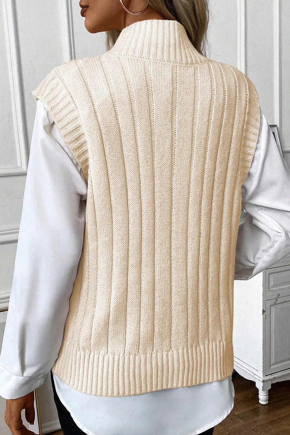 Ainsley Cable-Knit Mock Neck Sweater Vest