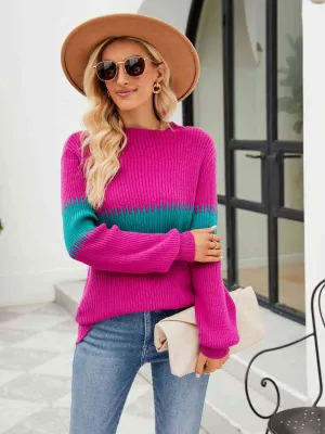 Ainsley Contrast Round Neck Sweater