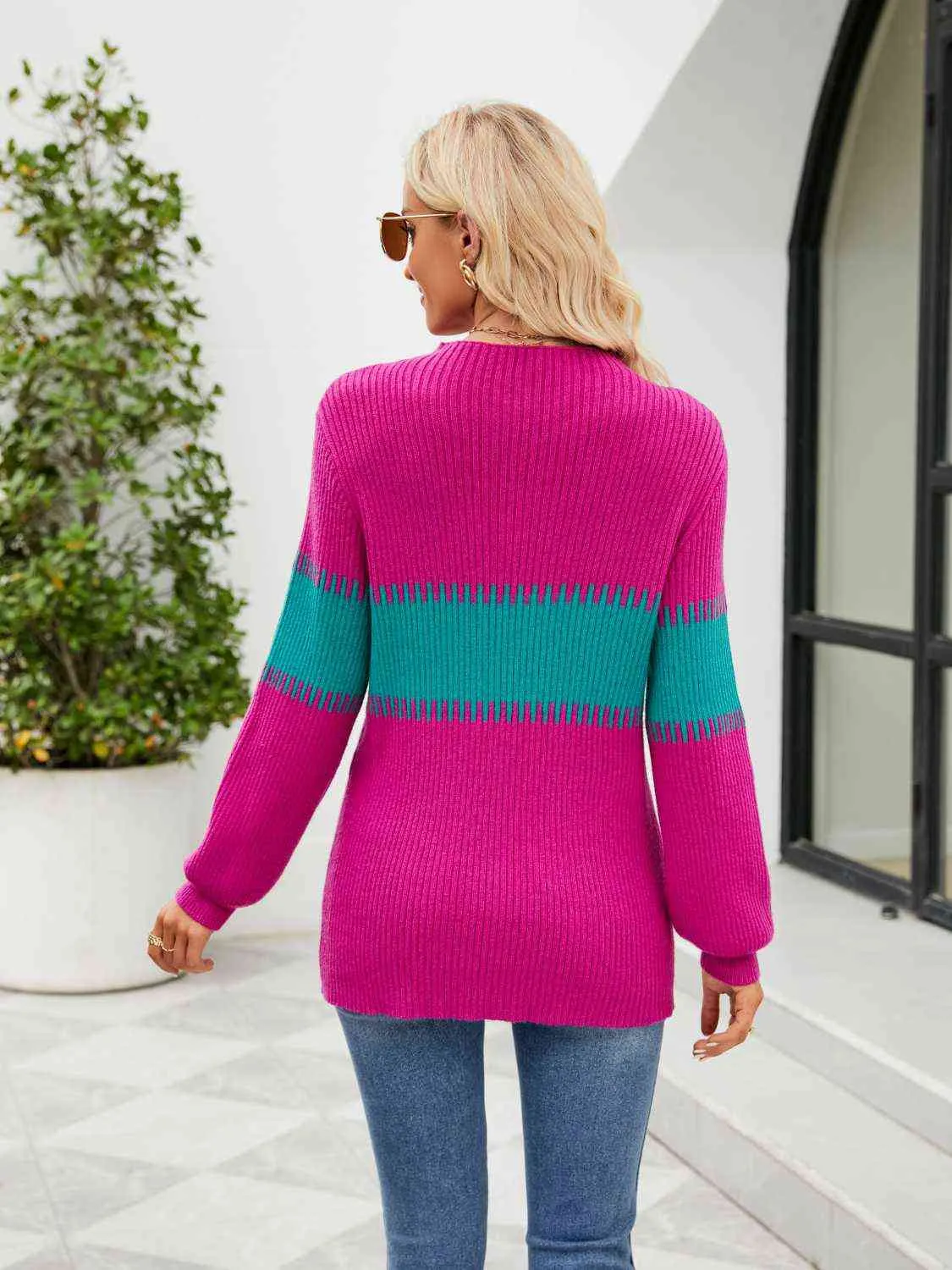 Ainsley Contrast Round Neck Sweater