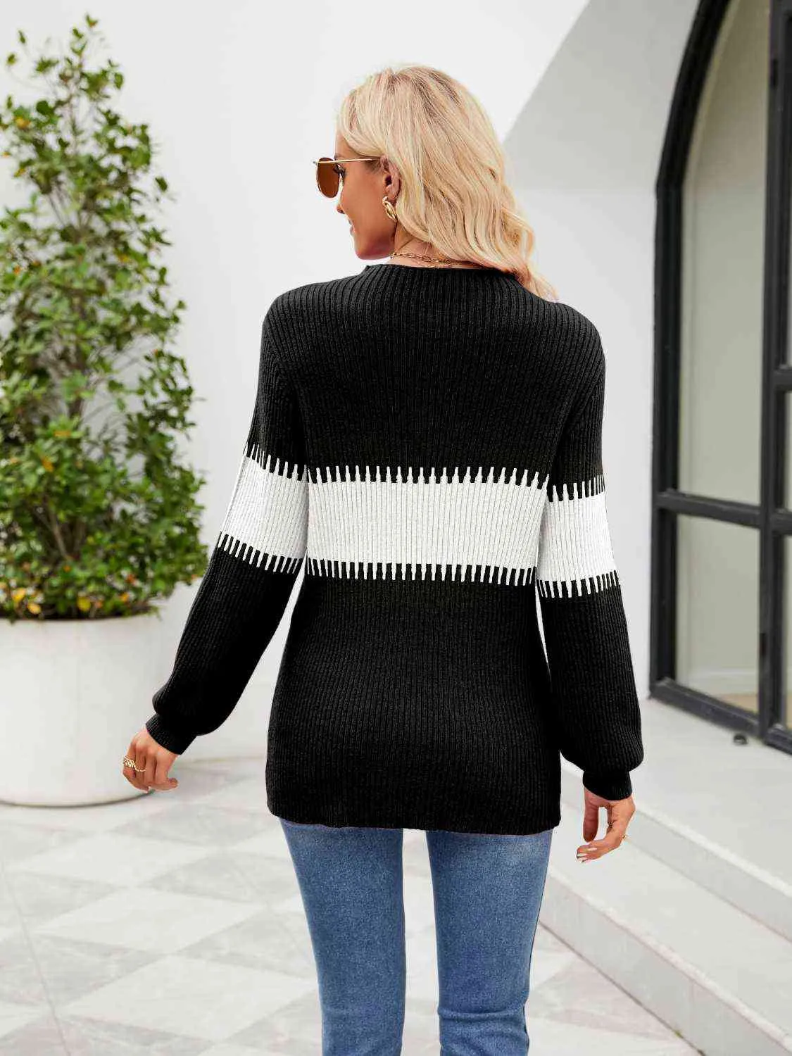 Ainsley Contrast Round Neck Sweater