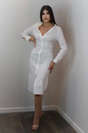 Alía L/S Shirt Dress - White