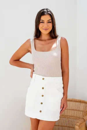 Alba Denim Skirt - White