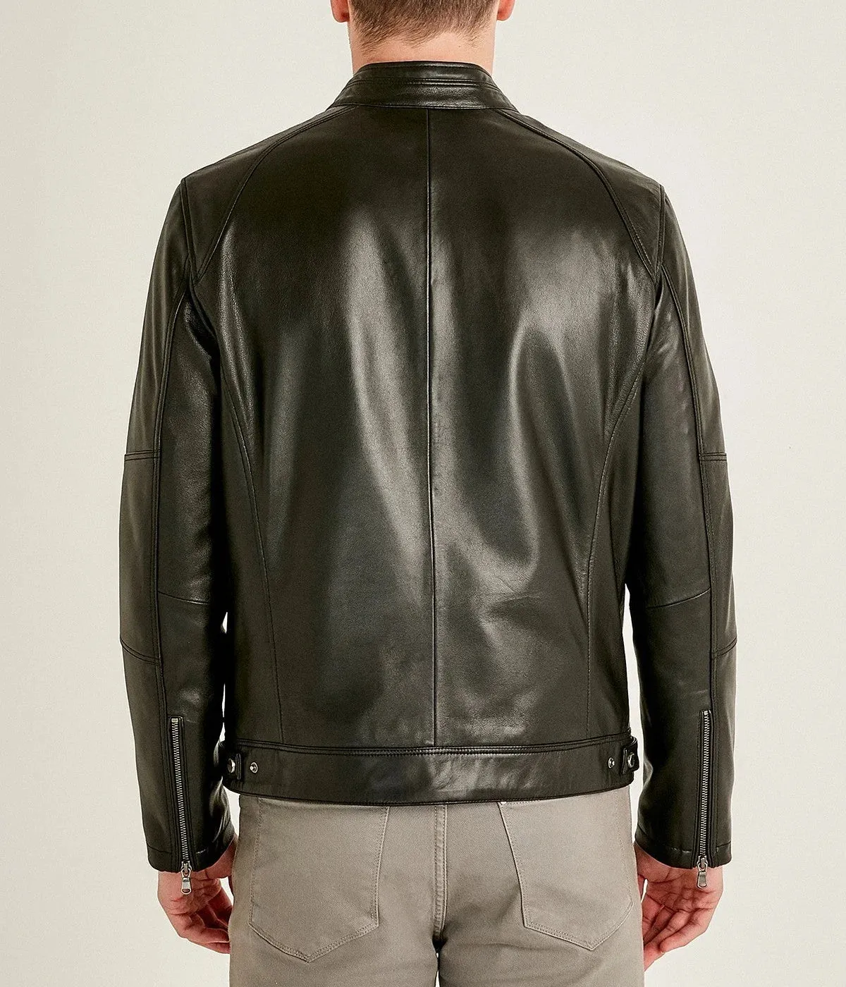 Alveraz | Men's Black Sheepskin Biker Leather Jacket