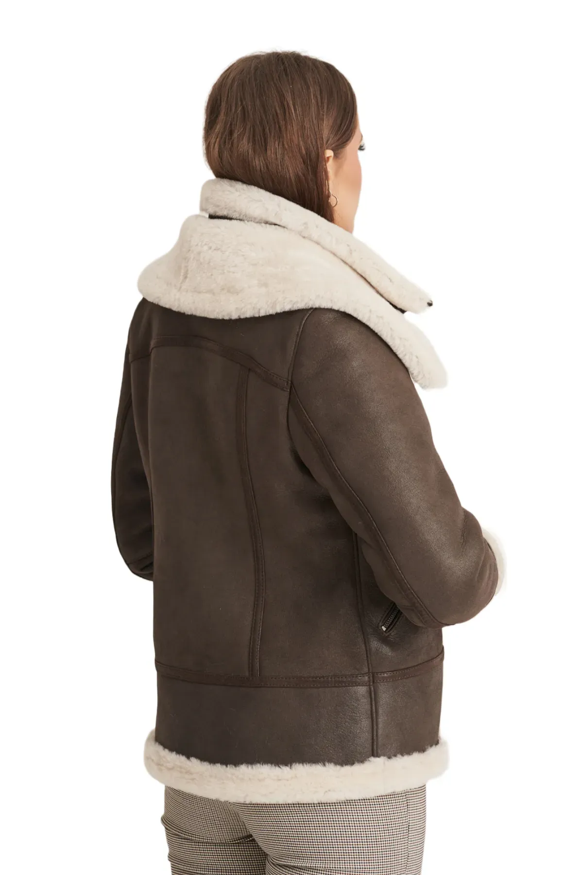 Annie Brown Aviator Shearling Leather Bomber Jacket