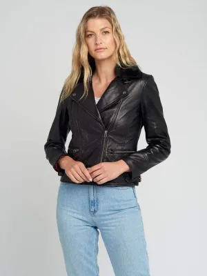 Aviva Fur Collared Leather Jacket