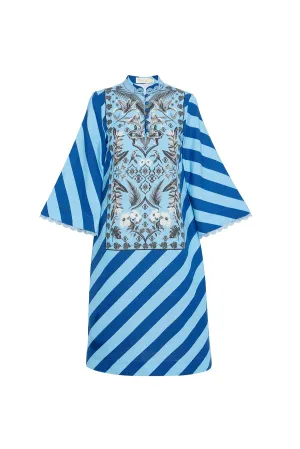 Azulejos Midi Kaftan Dress in Cornflower Palm