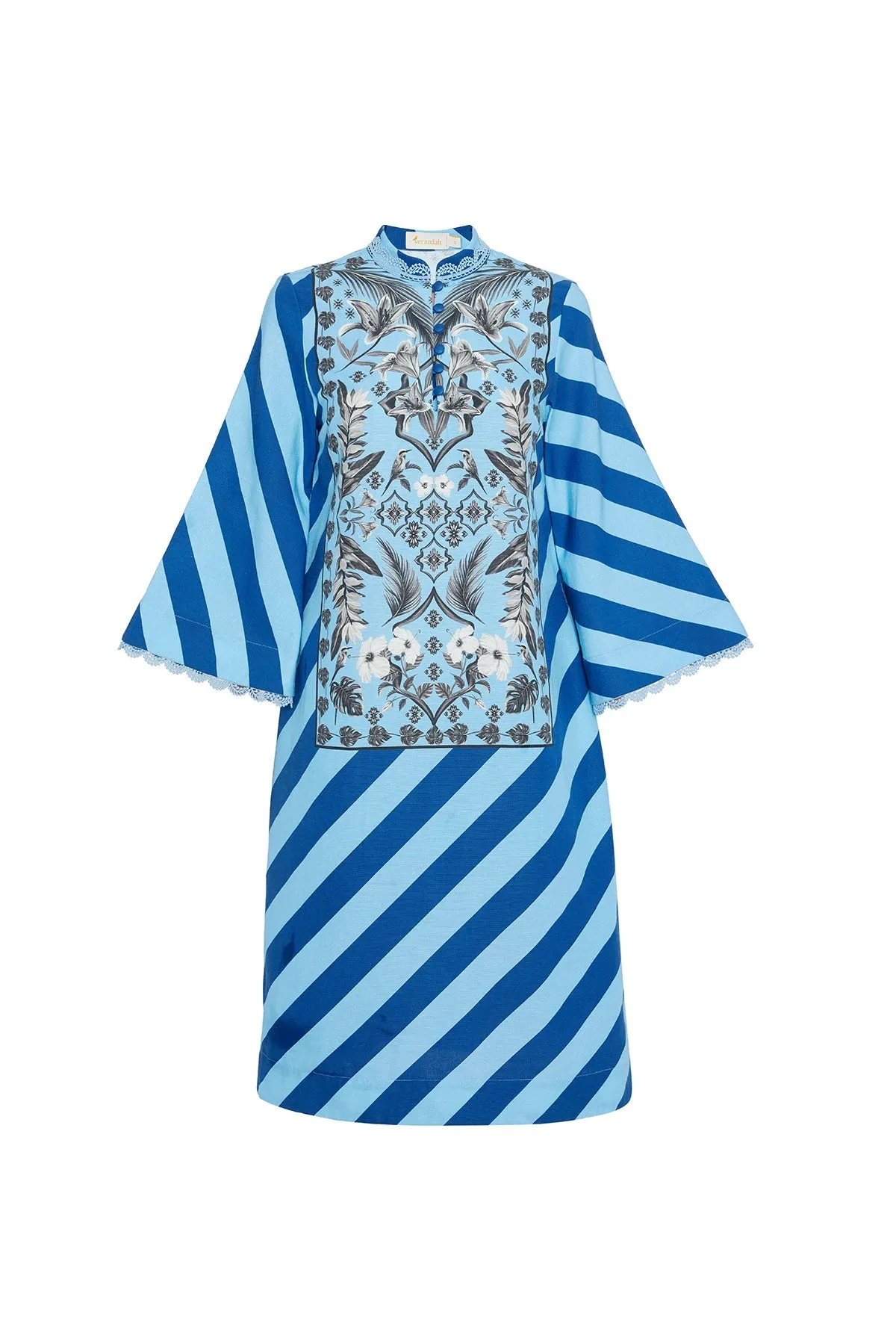 Azulejos Midi Kaftan Dress in Cornflower Palm