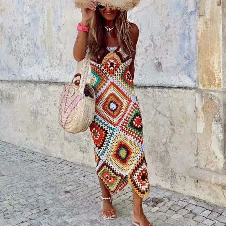 Backless Handmade Sling Hollow-out Crochet Dress