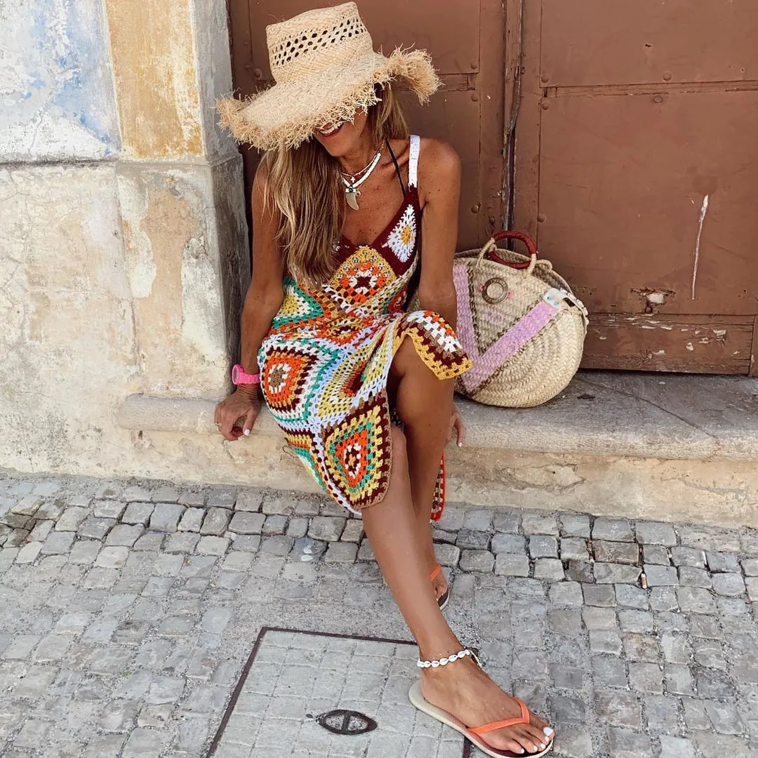 Backless Handmade Sling Hollow-out Crochet Dress