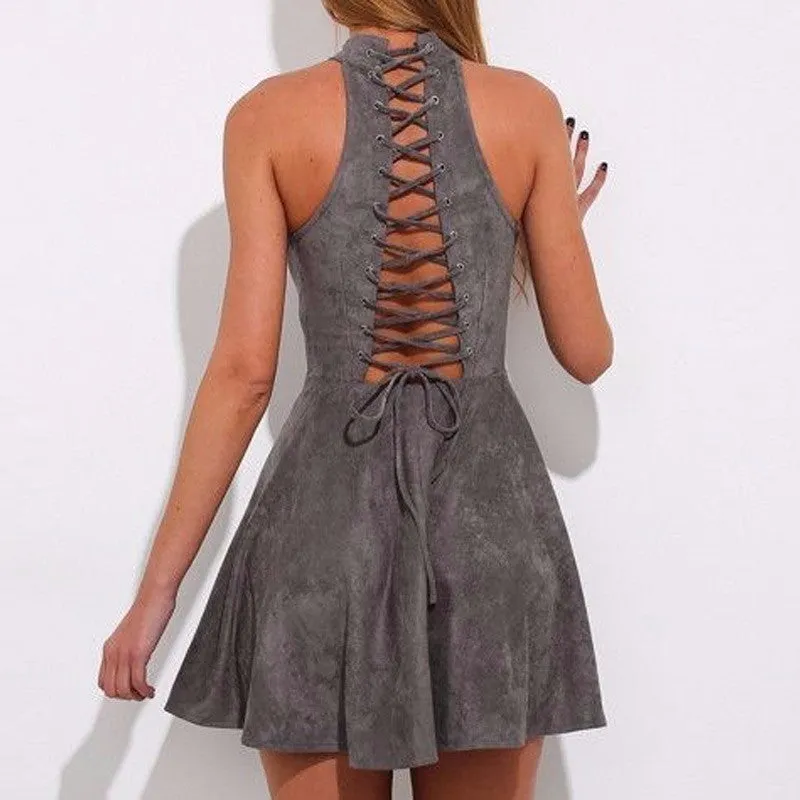 Backless Lace up Dress