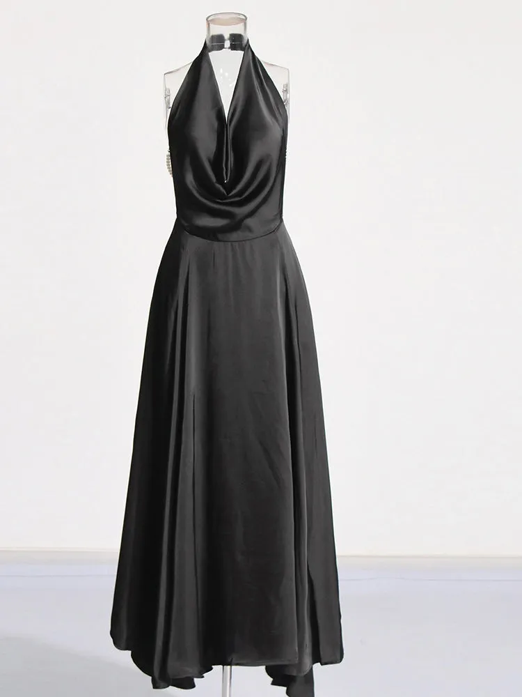 Backless Pearls Maxi Dresses