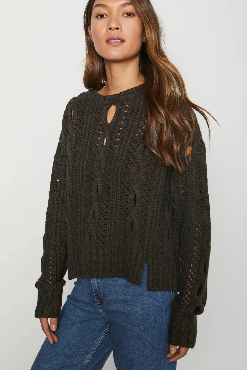 Baily 44407-D523 Velma sweater-dark mocha : s
