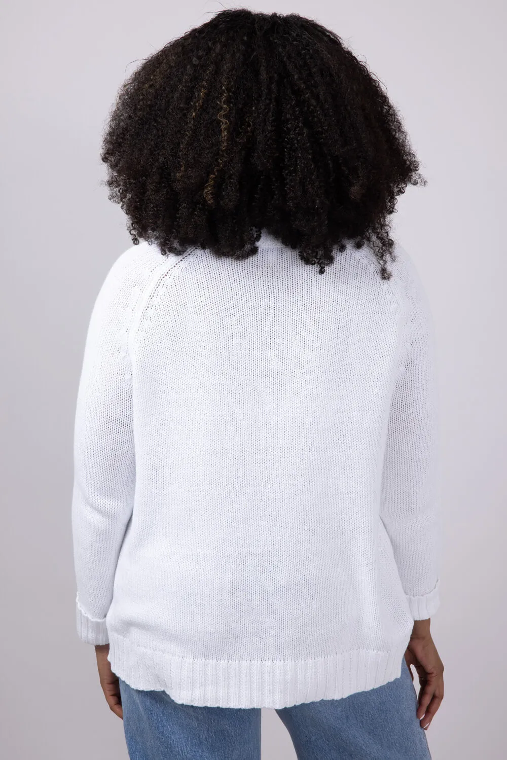 Beach Crewneck Sweater for Women in White/Blue | V2406-WHITEBLUE