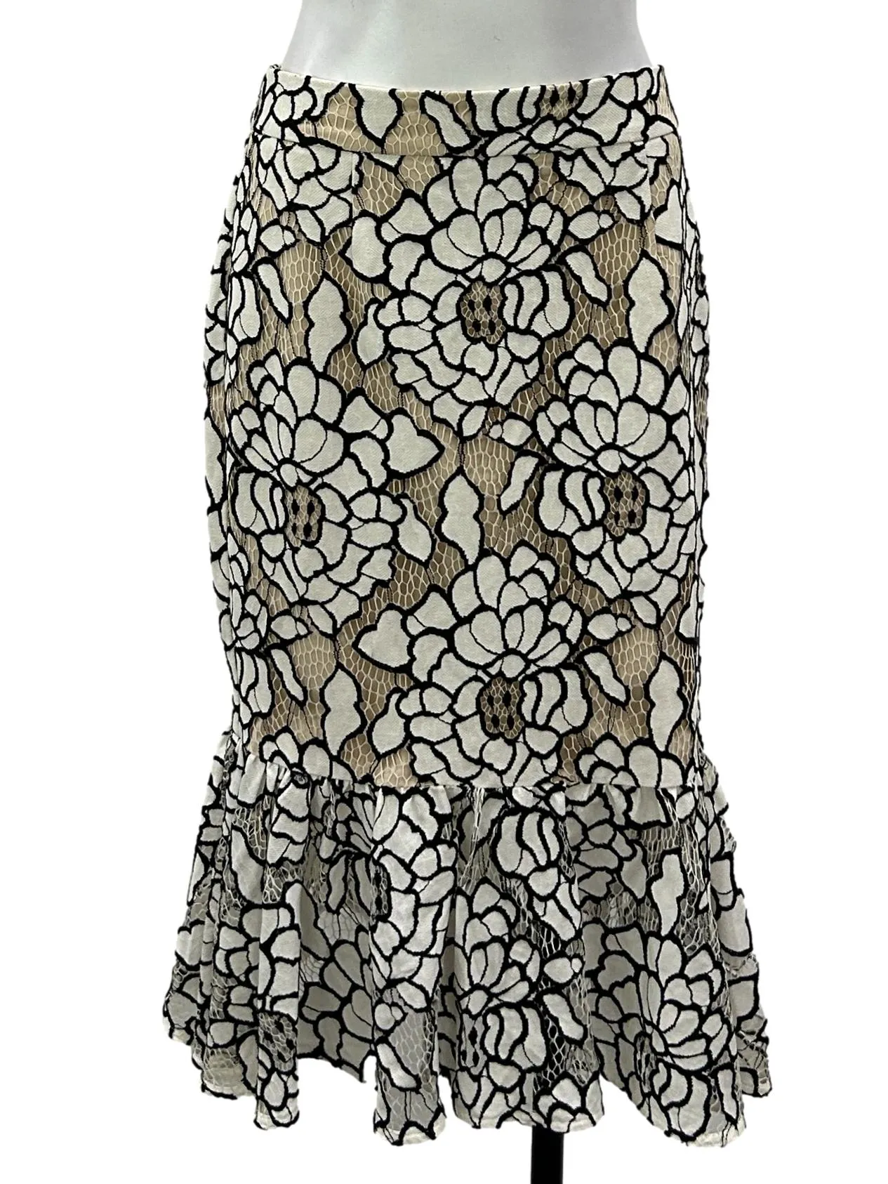 Beige Lace Knee Length Mermaid Skirt