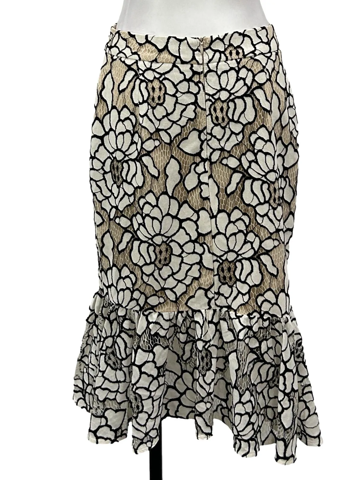 Beige Lace Knee Length Mermaid Skirt