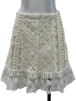 Beige Lace Mini Skirt