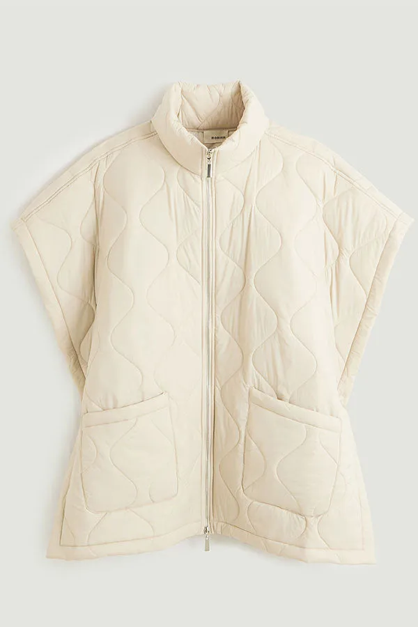 BEIGE OVERSIZED SLEEVELESS PADDED JACKET