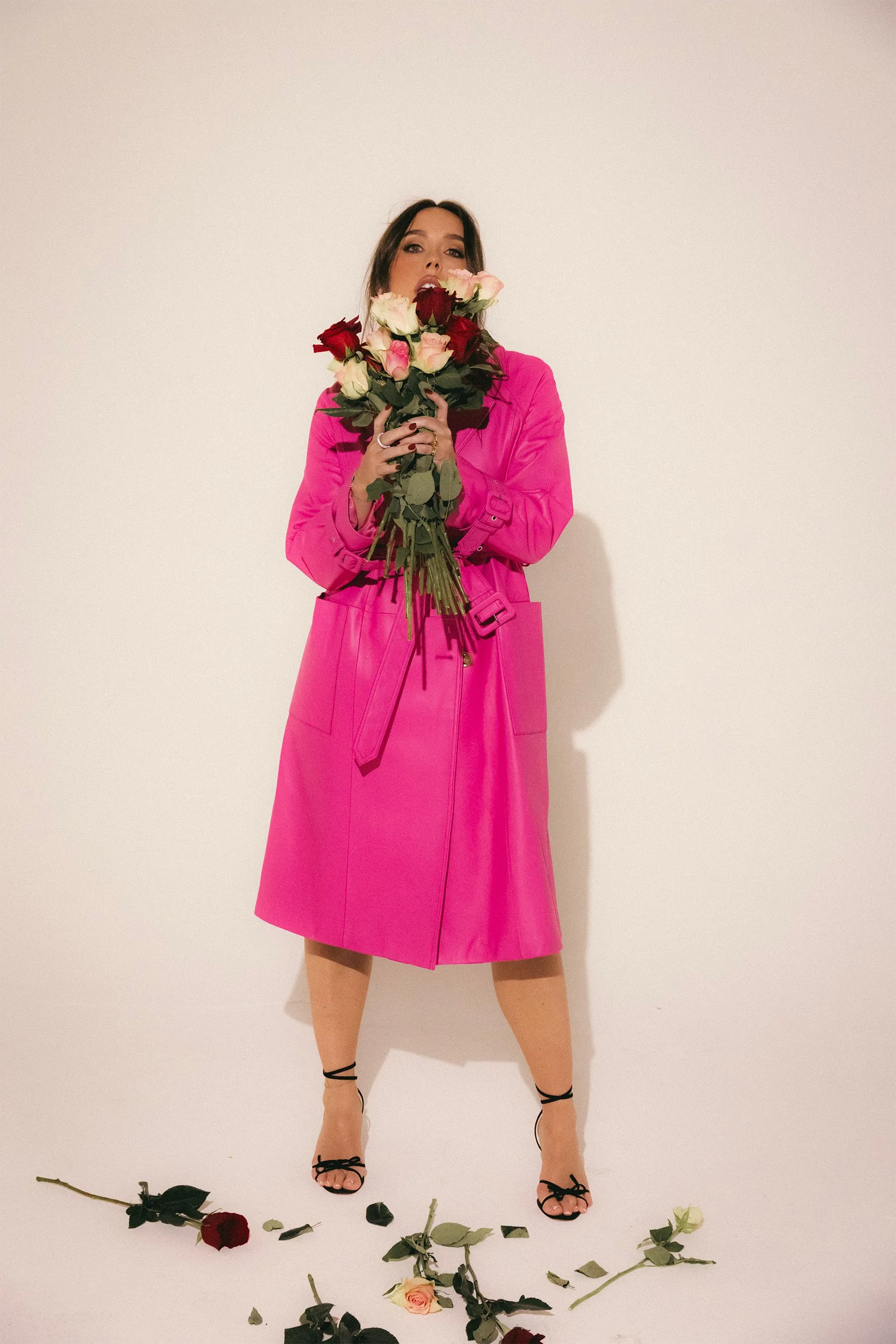 BELTED LEATHER TRENCH COAT