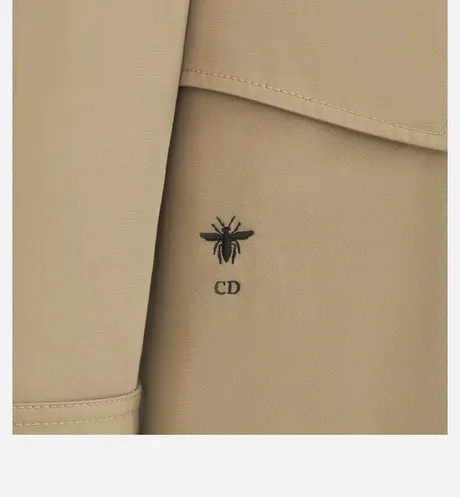 Belted Trench Coat with Criss Cross Collar • Beige Cotton Gabardine