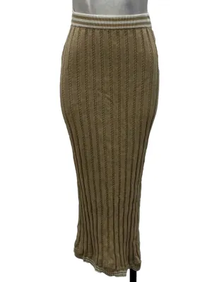 Biscotti Brown Ribbed Knit Pencil Skirt