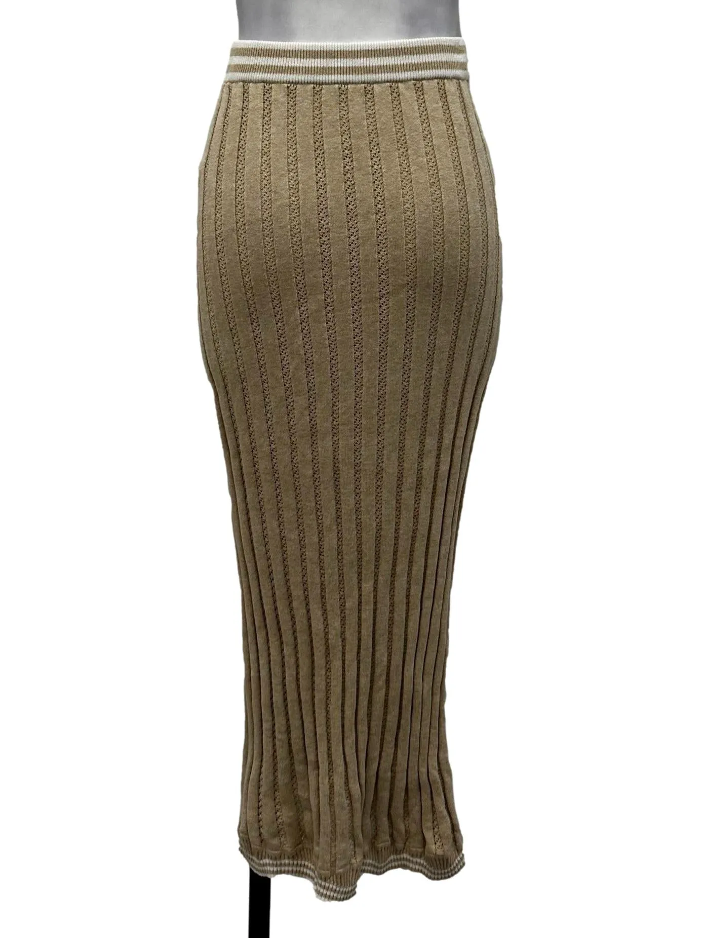 Biscotti Brown Ribbed Knit Pencil Skirt