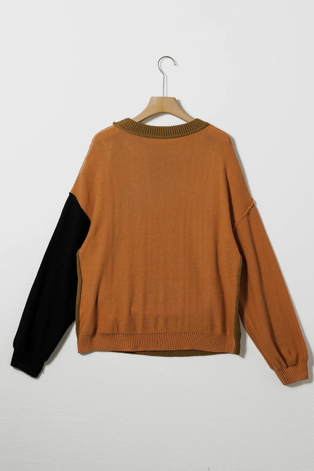Bishop Sleeve Ribbed Trim Sweater