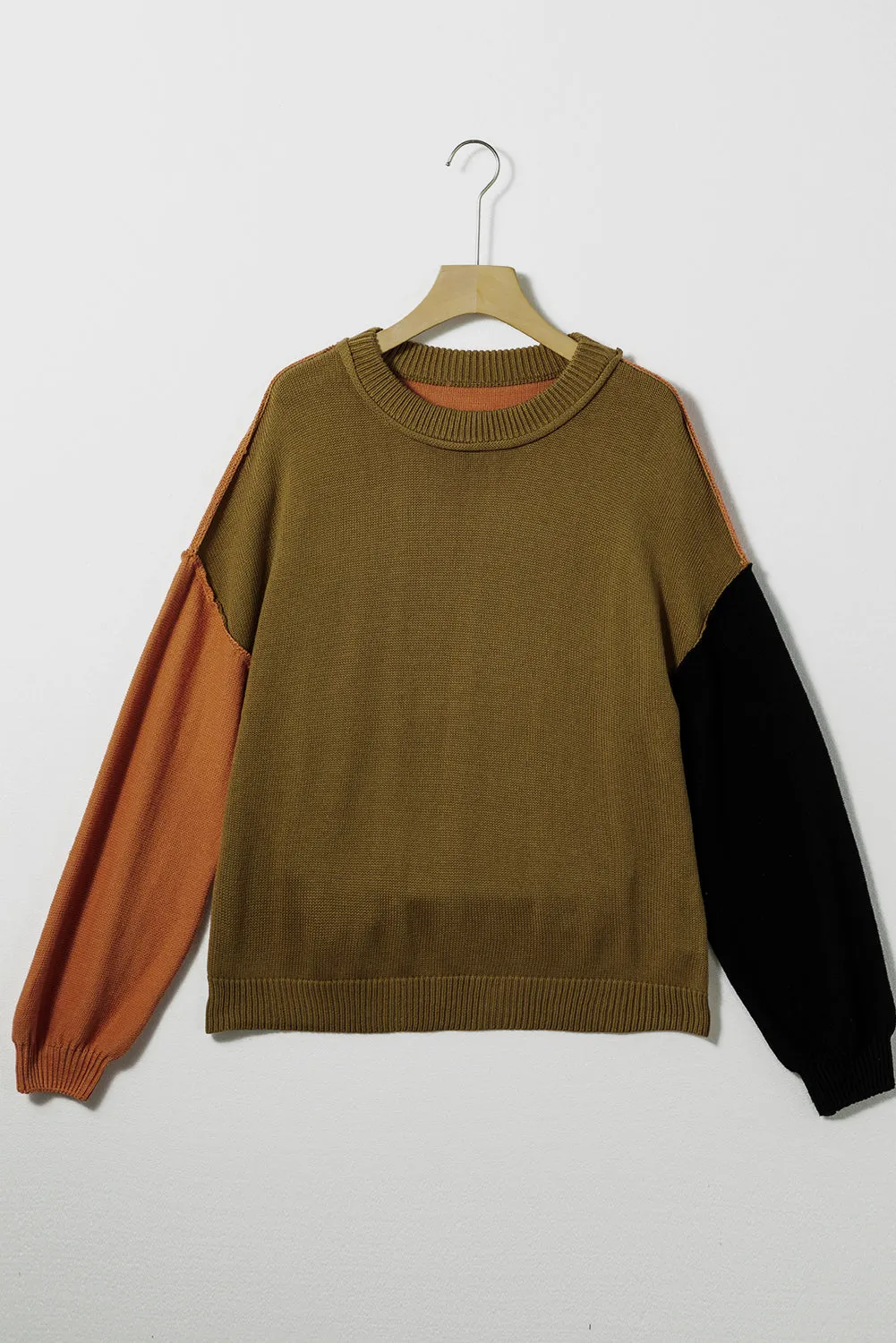 Bishop Sleeve Ribbed Trim Sweater