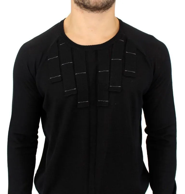 Black crewneck pullover sweater